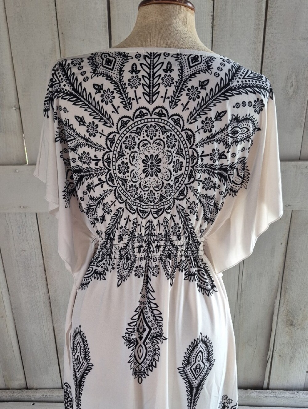 INC International Concepts White Tunic with Black Boho Print - Picture 6 of 8